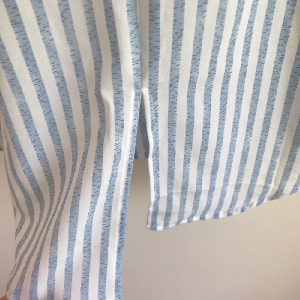 Sanctuary Blue & White Sheer Button Down Top/Blouse - Picture 8 of 11